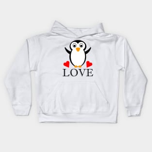 Cute Penguin with Heart and Love Kids Hoodie